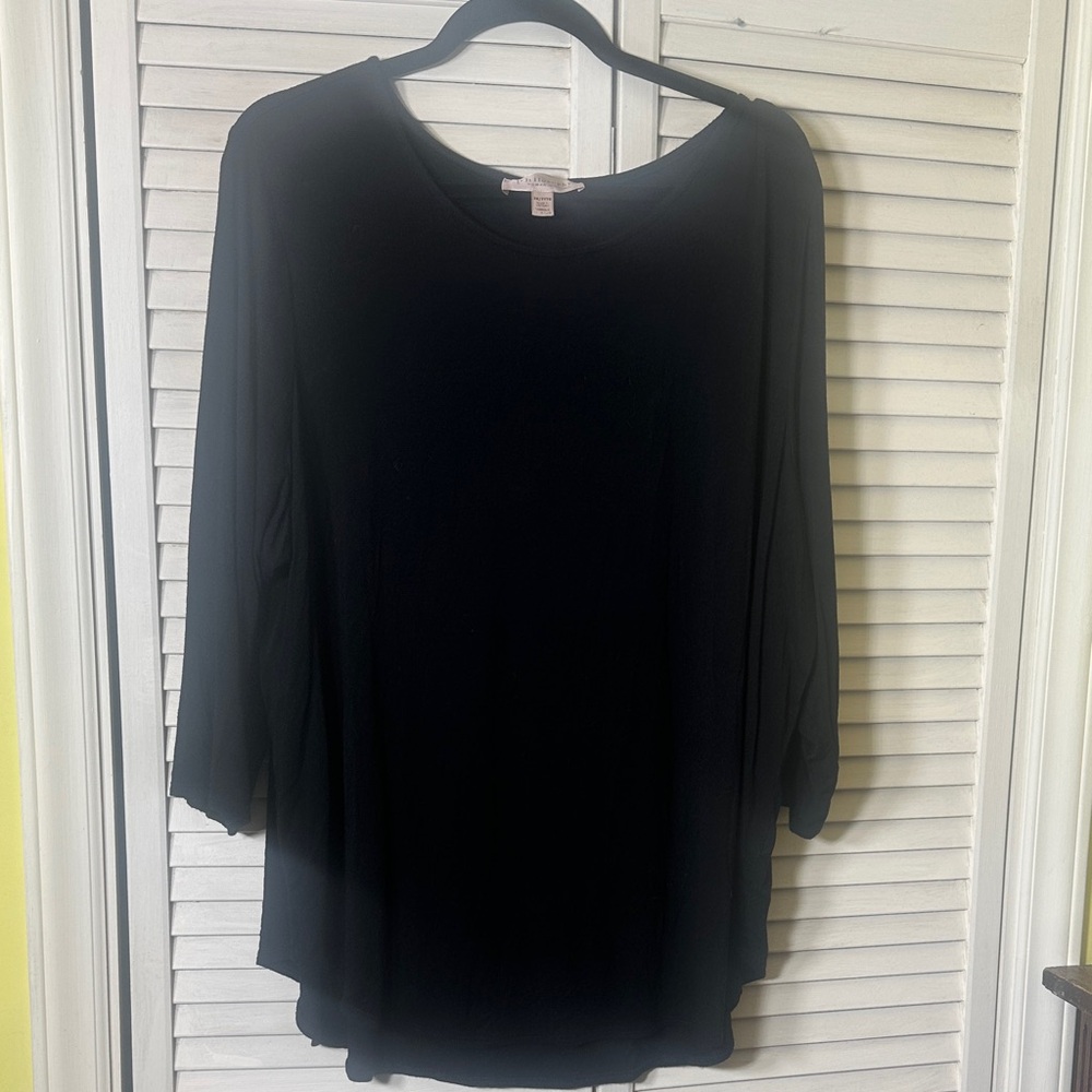 Philosophy Black Scoop Neck Long Sleeve Tunic Top
